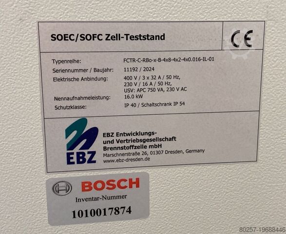 Test bench: SOFC fuel cell stacks EZB-Entw. GmbH , Typ: FCTR-C