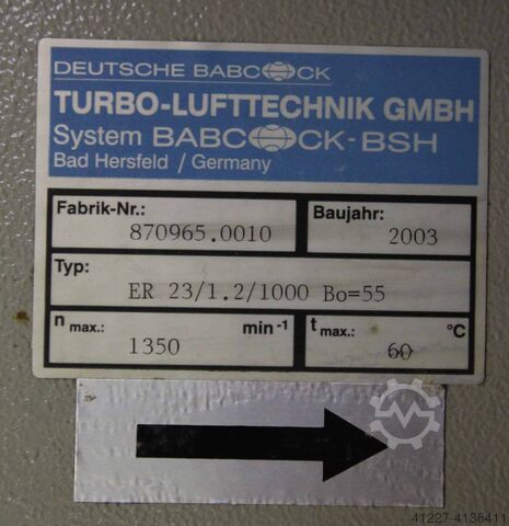 Staubabsauggebläse 22 kW Babcock Durchmesser Lüfter 960 mm