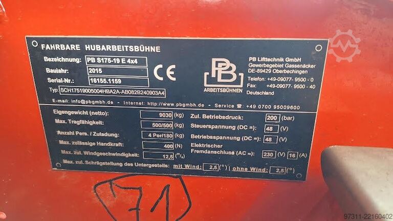 Scissor lift PB S175-19 E 4X4
