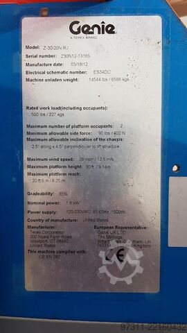 Articulated boom lift Genie Z-30/20N RJ