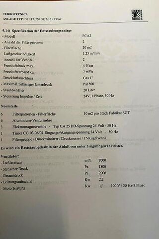 Sandstrahlanlage Turbotechnika DELTA 250 GR 7/10