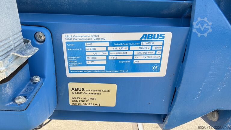 Abus Brückenkran 8.635 mm x 5 t Abus Overhead crane