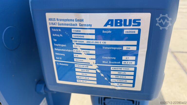 Abus Brückenkran 8.635 mm x 5 t Abus Overhead crane