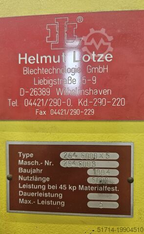 Hydraulic plate shears Lotze 264. 6000 x 5mm