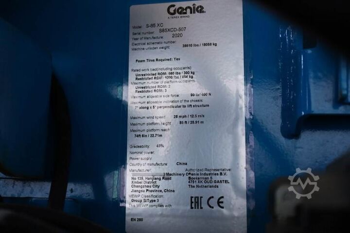 Telescopic boom lift Genie S85XC Valid inspection, *Guarantee! Diesel, 4x4 Dr