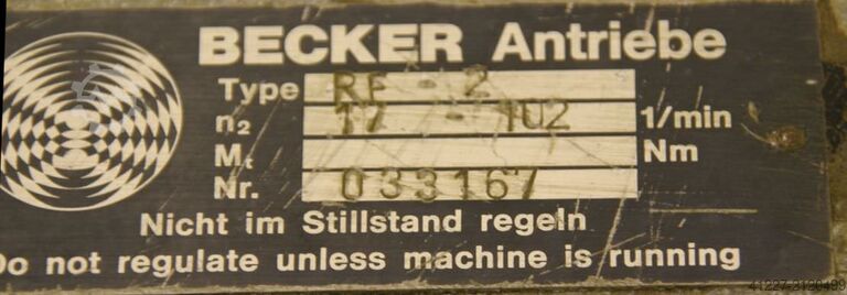Adjustable gear motor 0.75 kW 17-102 rpm Becker RF-2