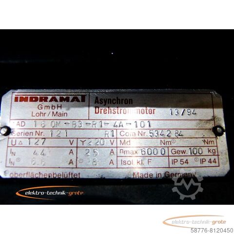 Indramat engine Indramat 1AD 160M-B3-R1-4A-101 Asynchron Drehstrommotor