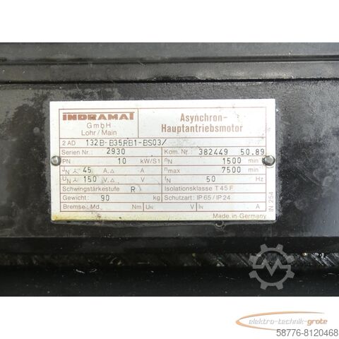 Indramat Motor Indramat 2AD132B-B35RB1-BS03 Asynchron-Hauptantriebsmotor SN:2930