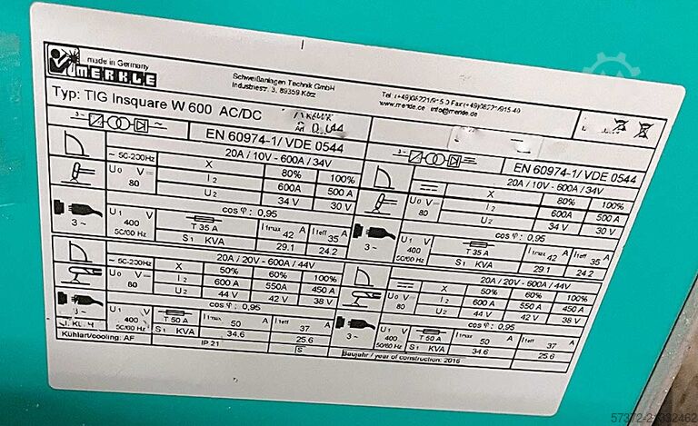 Schweißmaschine Merkle TIG Insquare W600 AC/DC