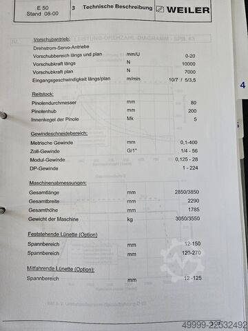 Drehmaschine - zyklengesteuert Weiler E50 x 1000