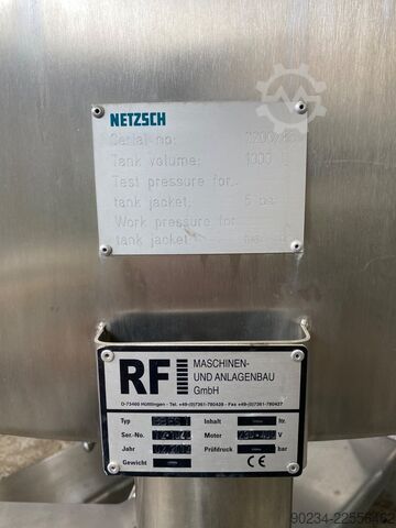 1.000-Liter-Edelstahl-Mischbehälter, stehend, doppelwandig (mit Mantel). NETZSCH 1000 Litre