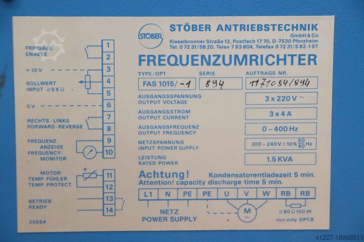 Frequency converter 1.5 kVA Stöber FAS 1015/-1