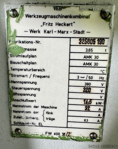 Konsolfräsmaschine WMW "Fritz Heckert" FW400 VI/2