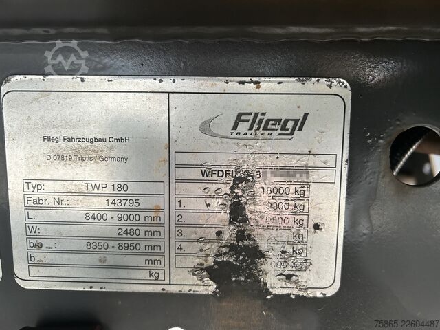 Box body Fliegl TWP180 LZV Wipkar / Mid Axle Trailer / Trailer ...