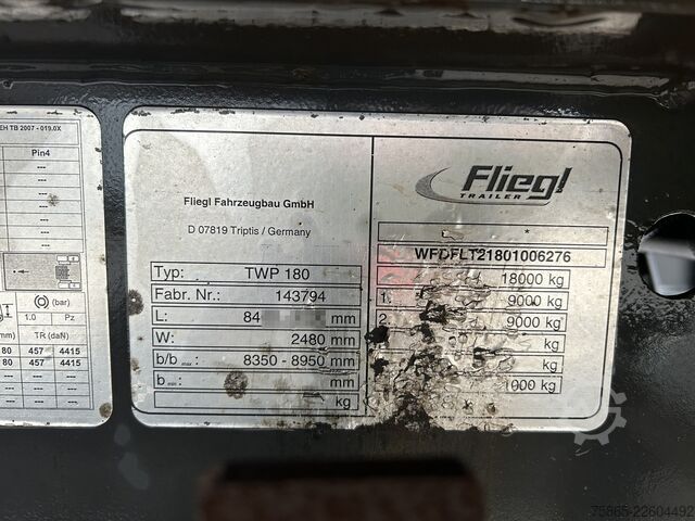Box body Fliegl TWP180 Wipkar / Mid Axle Trailer / BPW Disk / B...