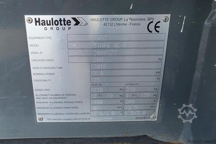 Scissor lift Haulotte Star 6 Electric, Non Marking Tyres, 5.8m Working H