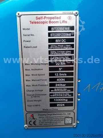 Arbeitsbühne Dingli BT22BERT 22,5m Teleskopbühne 2x vorh.