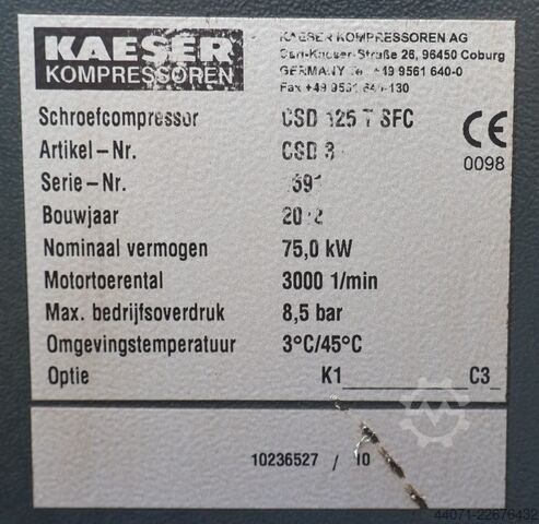 Schraubenkompressor CSD125TSFC Kaeser CSD125TSFC