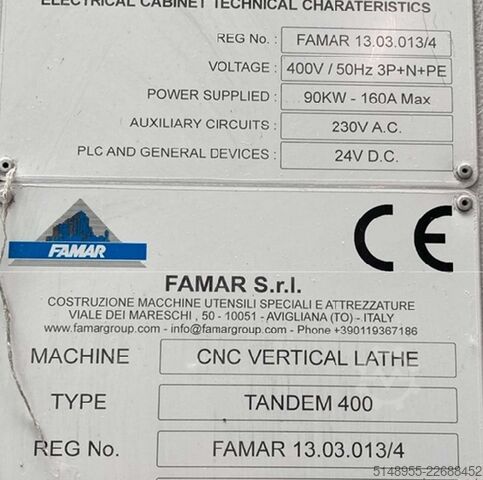 Vertikaldrehmaschine FAMAR Tandem 400