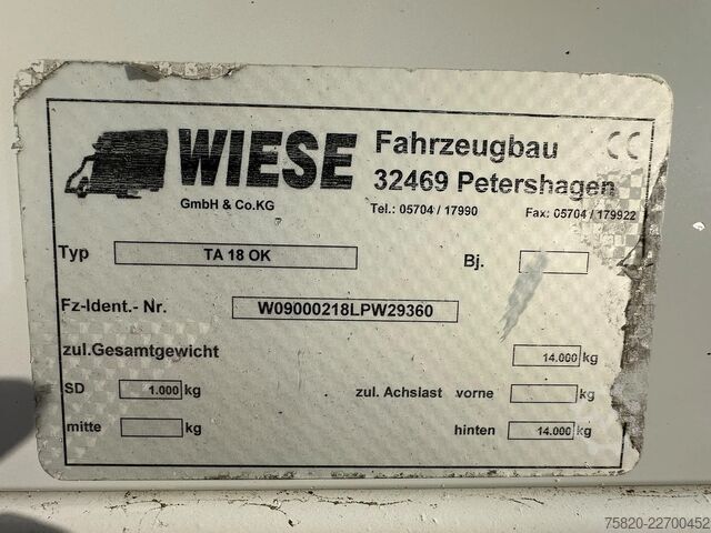 Wiese TA 18 OK tandem trailer Wiese TA 18 OK TANDEM AANHANGER