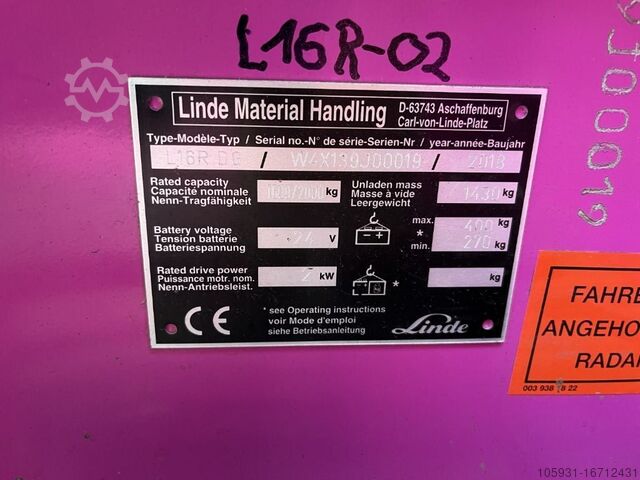 Stacker sit on Linde L16RDG