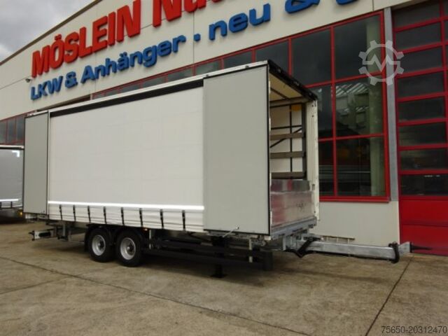 Open trailer with tarp Möslein TPW 105 D Schwebheim  Tandem- Planenanhänger Durchladen