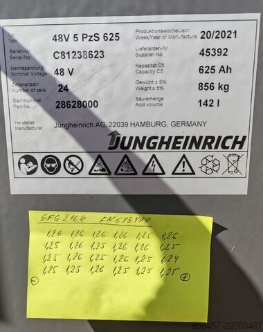 Electric - 3 wheels Jungheinrich EFG 216k 880mh/ 4.6m/ 2021y