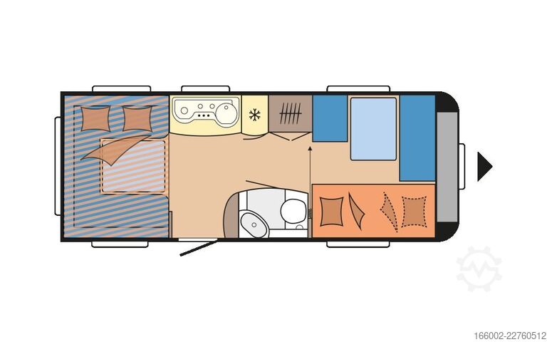 Caravan HOBBY De Luxe 515 UHK Hubbett hinten, Etagenbetten