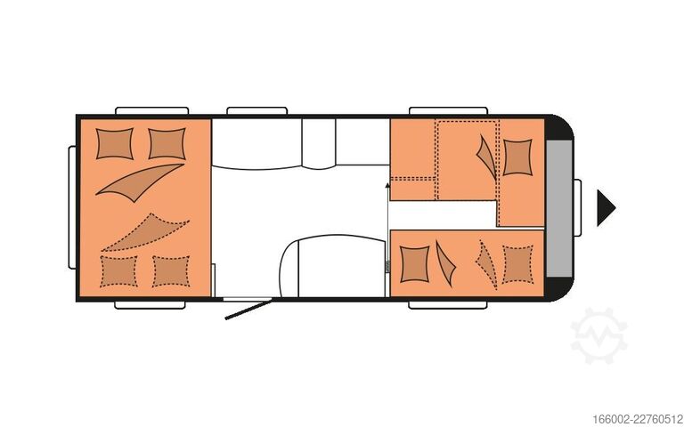 Caravan HOBBY De Luxe 515 UHK Hubbett hinten, Etagenbetten