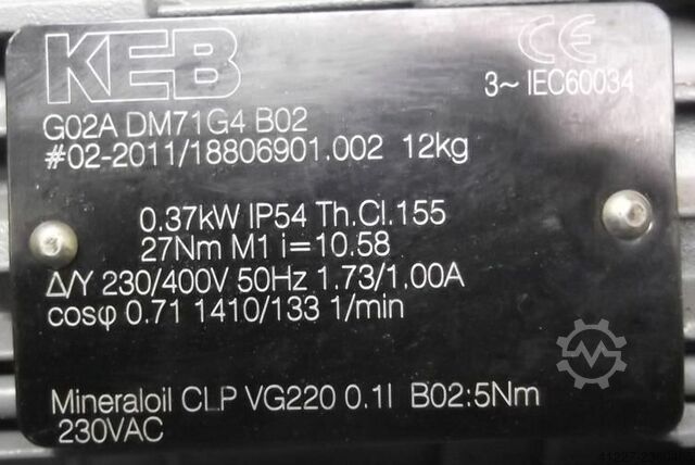 Gear motor 0.37 kW 133 rpm KEB G032ADM71G4B02