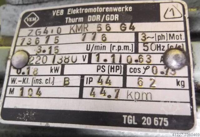 Geared motor 0.18 kW 3.15 rpm VEM ZG4,0KMR56G4