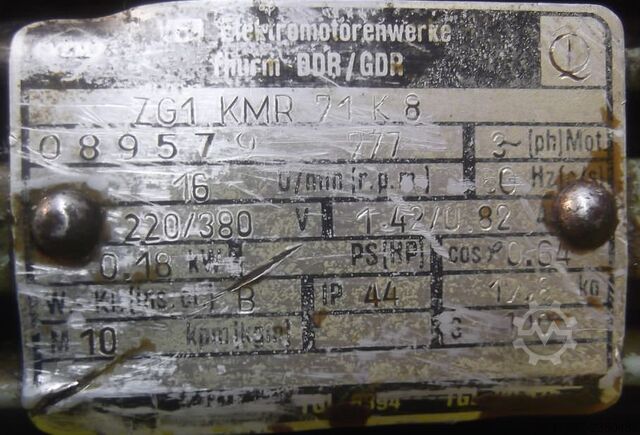 Gear motor 0.18 kW 16 rpm VEM ZG1 KMR71K8
