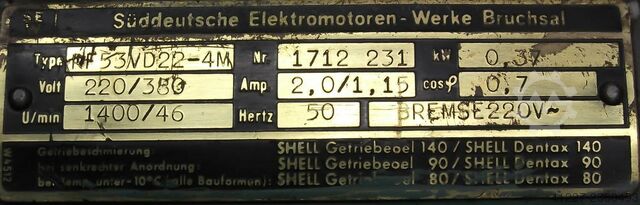 Gear motor 0.37 kW 46 rpm SEW-EURODRIVE RF53VD22-4M
