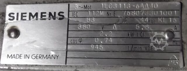 Electric motor 2.2 kW 945 rpm Siemens 1LC3113-6AA40