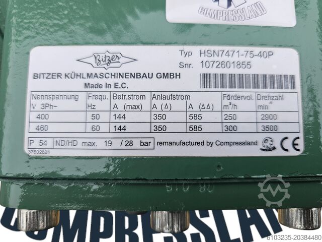 Refrigeration compressor BITZER HSN7471-75-40P