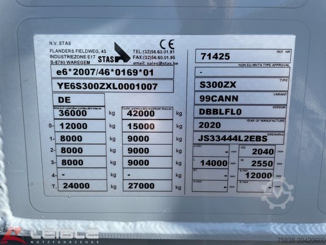 Auflieger mit Walkingfloor STAS S300ZX* 91m³ Schubboden *1+3 Liftachse