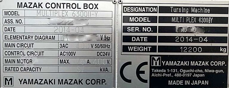 CNC Doppelspindel-Drehmaschine Mazak Multiplex 6300II-Y