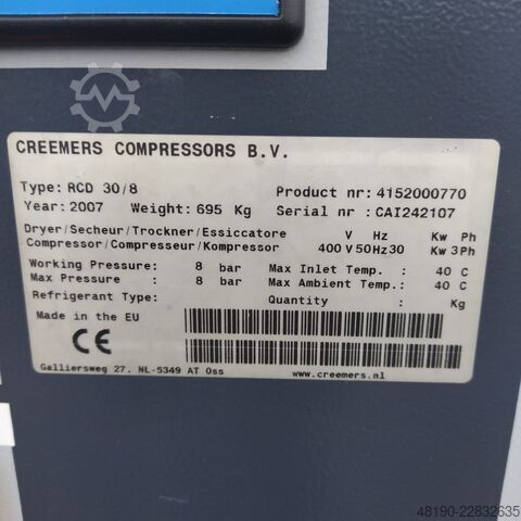 Screw compressor Creemers RCD30/8