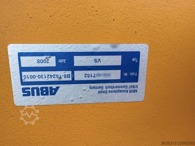 Schwenkkran mit Ausleger, Tragfähigkeit 2,5 t, Ausladung 3000 mm Abus VS