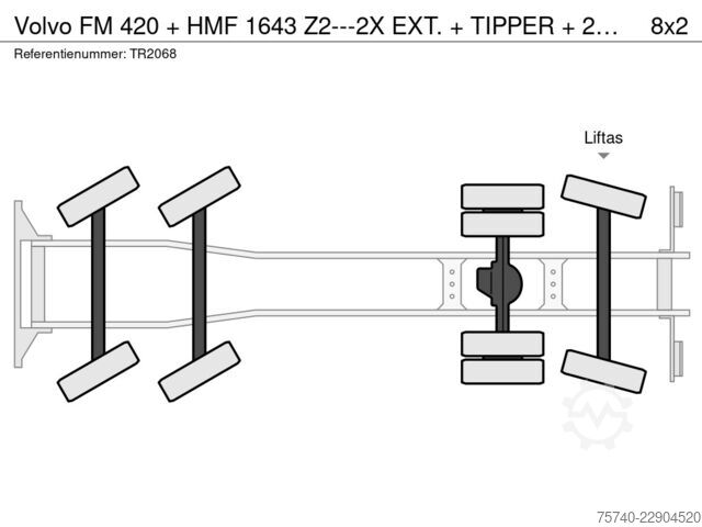 Crane Volvo FM 420 + HMF 1643 Z2---2X EXT. + REMOTE + TIPPE...