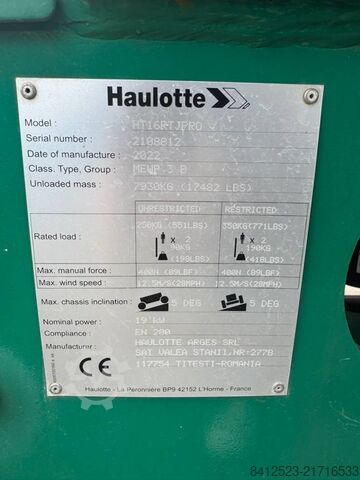 Telescopic boom lift Haulotte HT 16 RTJ Pro