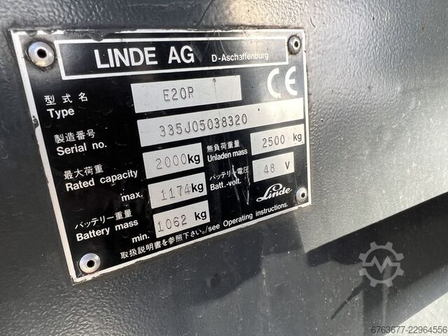 Linde E20P Heftruck Linde E20P Duplo 400 Sideshift elektrisch LINDE E20P Heftruck Linde E20P Duplo 400 Sideshift elekt