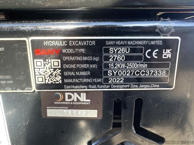 Mini excavator Sany SY26U Cabine - Gebruikt