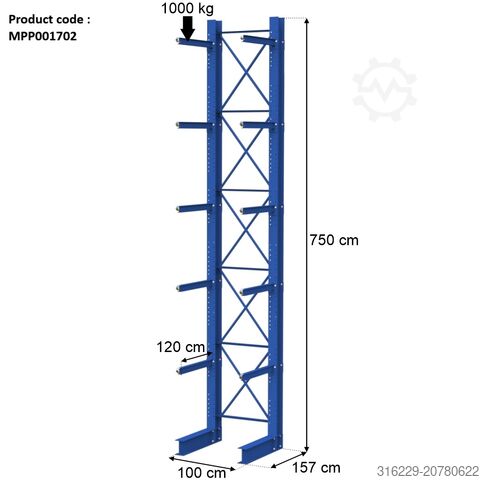 Einseitiges Kragarmregal - gebraucht Stow