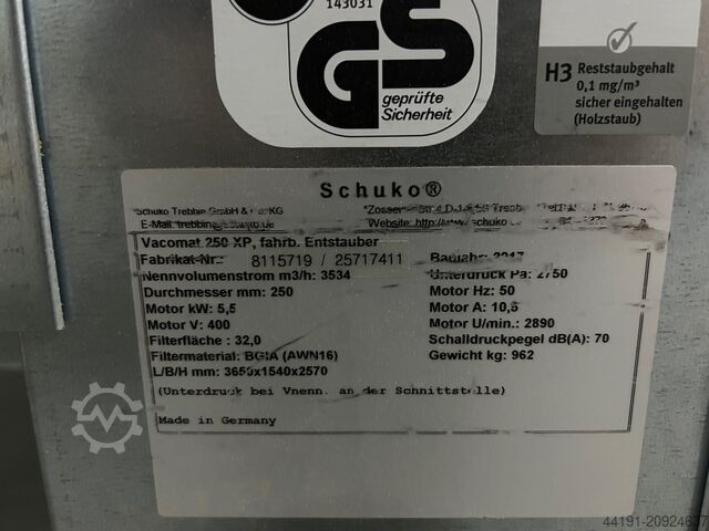 Entstauber Schuko Vacomat 250 XP Schuko Vacomat 250 XP