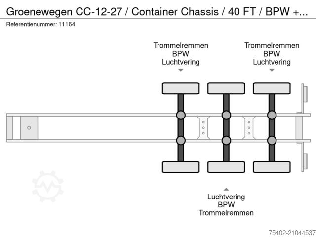 Container transport Groenewegen CC-12-27 / Container Chassis / 40 FT / BPW + Drums