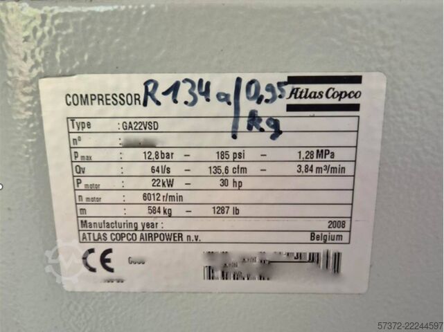 Schraubenkompressor Atlas Copco GA22VSD FF