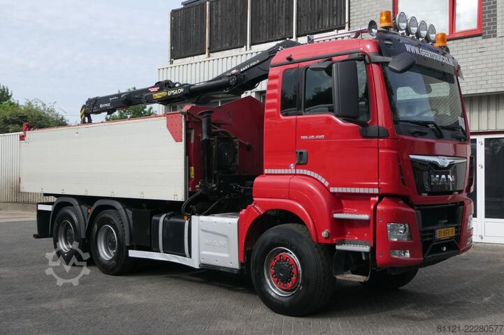 Kipper mit Kran MAN TGS 26.480 | 6X6 | 2 Side Tipper + Hydraulic du...