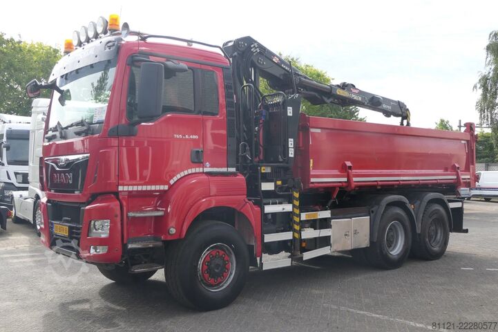 Kipper mit Kran MAN TGS 26.480 | 6X6 | 2 Side Tipper + Hydraulic du...