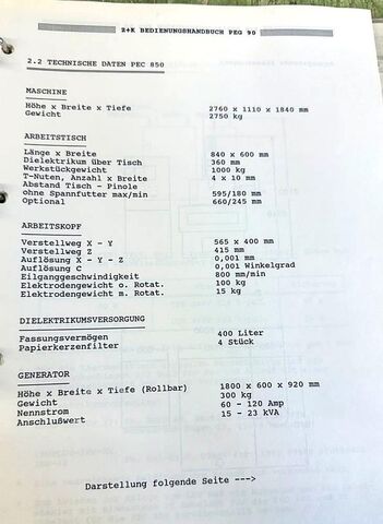 Die-sinking edm Zimmer & Kreim PEC 850